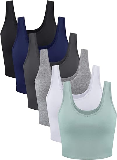 Elevate Your Active Wardrobe with 6 Pieces Women Basic Crop Tank Tops